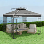 Outsunny - Toile de remplacement pour gazebo 10 pi L x 10 pi l avec trous de drainage, 370g/㎡, UPF30+, COUVERTURE SUPÉRIEURE SEULEMENT, gris foncé-Fixations à crochets et boucles et poches d'angle pour une installation et un retrait faciles