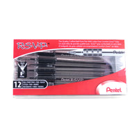 Pentel – Stylos à bille R.S.V.P. – 0,7 mm – noir – paquet de 12  -Prise ergonomique Comfort Zone en caoutchouc