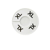 Eddie's - Les séparateurs de tailles - XL - Blanc/Noir - paquet de 100-Plastique blanc avec du texte en noir