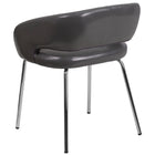 Fauteuil d'appoint contemporain pour aire de réception, cuir gris, série Fusion-Mousse ignifuge CA117