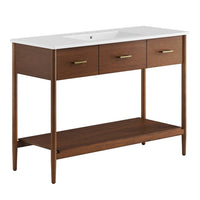 Modway - Zaire 48" Vanité de salle de bain à un seul lavabo - Blanc noyer-MDF et caoutchouc