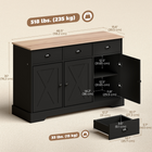 HOMCOM - Buffet style ferme 46,5 po avec portes de grange et tiroirs - noir-Trois armoires inférieures offrent un espace de rangement généreux pour les objets ménagers plus grands