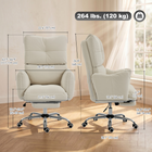HOMCOM - Chaise de bureau ergonomique inclinable avec tissu flanelle neige - blanc crème-Hauteur réglable, fonction de balancement et rotation à 360° pour adopter la posture qui vous convient