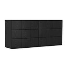 Manhattan Comfort - Clive 72" Commode double à 6 tiroirs style milieu du siècle moderne - Noir-Les poignées encastrées en métal maintiennent une silhouette élégante, épurée et dégagée