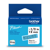 Brother - BTAGL31 Ruban non laminé bleu pâle avec texte noir authentique pour étiqueteuse P-touch, 12 mm (L) x 4 m (l)-Faites confiance à Brother pour tous vos projets.Pour tous vos besoins en matière d’étiquetage, faites confiance à Brother, la marque d’étiqueteuses la plus fiable au Canada.