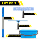 Gritt Commercial - Trousse professionnelle de lavage de vitres - Raclette et lave-vitres de 14 po - Manche avec perche de 20 po - Seau de 3 gallons - Lot de 3-Les outils s’attachent facilement au poteau inclus de 20 po