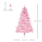 HOMCOM - Sapin de Noël artificiel 1 - 5 m avec ouverture automatique - rose-Les branches s'ouvriront automatiquement, économisant votre temps de montage 