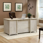 Sauder 65"W La Collection Edge Water Bureau Ministre - Finition Chalked Chestnut-Deux tiroirs à fichiers sur glissières à extension complète contiennent des fichiers de format Lettre