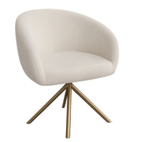 Nicer Interior - Chaise pivotante bouclée - Blanche-Tissu bouclé blanc texturé pour une sensation douce et confortable