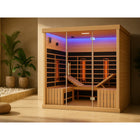 Westinghouse - Sauna infrarouge 6 personnes avec luminothérapie - 198 cm (l) x 145 cm (p) - Brun jaune-Quatre panneaux à très bas champ électromagnétique mélangés avec des panneaux chauffants infrarouges à haute performance en film de carbone.