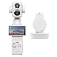 DJI - Osmo Pocket 4P Pack standard - Blanc nacré-Capteur CMOS de 1 pouce et plage dynamique de 17 diaphragmes, double caméra avec 4 focales, objectif 60 mm pour des portraits naturels