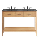 Modway - Zaire 48" Meuble de salle de bain à double lavabo - Noir naturel-Assemblée requise