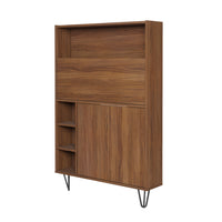 Nexera - Bureau mural Slim, Noyer-Pouvant aussi être utilisé comme bar, ce meuble offre une porte à rabat au style moderne servant de surface de travail lorsque ouverte. Permet de dissimuler de façon discréte les fils et autres accessoires lorsque la porte à rabat est fermée