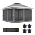 Outsunny - Tente auvent pliante 11.7 pi l x 11.7 pi L avec sacs de sable - UPF50+-Portable avec sac de transport à roulettes pour un rangement facile