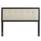 Modway - Draper Touffe Tissu et bois Tête de lit King, Noir beige-Bois d’hévéa et placage MDF