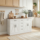 HOMCOM - Buffet de style ferme 55 po avec portes de grange et tiroirs - blanc-Apportez une touche de charme rustique à votre cuisine avec des portes de grange et des poignées vintage 