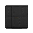Manhattan Comfort - Table de nuit Clive 22" style mid-century moderne à 2 tiroirs - Noir et Or-Table de nuit aux lignes épurées fabriquée en bois manufacturé avec des accents métalliques pour un look de chambre moderne et raffiné