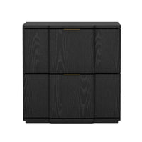 Manhattan Comfort - Table de nuit Clive 22" style mid-century moderne à 2 tiroirs - Noir et Or-Table de nuit aux lignes épurées fabriquée en bois manufacturé avec des accents métalliques pour un look de chambre moderne et raffiné