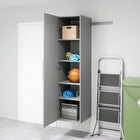 Prepac - Armoire de rangement étroite HangUps de 18 po - gris clair-Poignées au fini nickel satiné