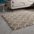 Modway - Solvea Treillis marocain Tapis Shag de 8 pi l x 10 pi L - Beige et ivoire-Dessous du tissu de jute adhéré