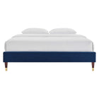 Modway - Harlow Performance Velvet Cadre de lit plateforme Queen, Marine-Poutre centrale renforcée et jambes de soutien