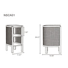 Manhattan Comfort - Table d’appoint chic industrielle de 11,81 po de Versailles - Noir et canne naturelle-Cadre en frêne massif américain avec des textures de grain naturelles