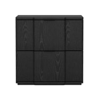 Manhattan Comfort - Table de nuit Clive 22" style mid-century moderne à 2 tiroirs - Noir-Table de nuit aux lignes épurées fabriquée en bois manufacturé avec des accents métalliques pour un look de chambre moderne et raffiné