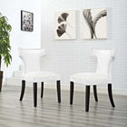Modway - Curve Vinyle Chaise à manger Ensemble de 2 - Blanc-Pattes en caoutchouc noir