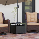 Outsunny - Table basse de patio en rotin d’extérieur 22 po avec trou pour parasol, noir-L’osier en PE de qualité est suffisamment résistant pour supporter toutes les conditions météorologiques  