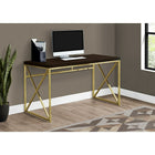 Monarch Specialties - 7201 Bureau 48 po L - Espresso/Metal Or-Conçu avec une construction durable en panneau épais et un plateau facile à nettoyer, ce bureau compact est parfait pour un bureau à domicile, que ce soit pour le travail ou les études.