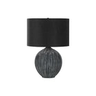 Monarch Specialties - Luminaire - 23 po H Lampe De Table - Céramique Noire - Abat-Jour Noir - Contemporain-Avec un design audacieux et contemporain, cette lampe de table de 23 pouces de haut avec une base en céramique noire texturée, un large abat-jour en tissu noir et un embout rond noir sur le dessus, ajoutera du style à n'importe quelle pièce
