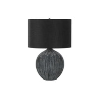 Monarch Specialties - Luminaire - 23 po H Lampe De Table - Céramique Noire - Abat-Jour Noir - Contemporain-Avec un design audacieux et contemporain, cette lampe de table de 23 pouces de haut avec une base en céramique noire texturée, un large abat-jour en tissu noir et un embout rond noir sur le dessus, ajoutera du style à n'importe quelle pièce
