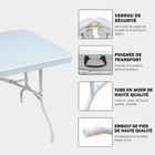 Homy Casa - Table pliante portable de 6 pi pour intérieur et extérieur, camping - Blanc-Les supports triangulaires améliorent la stabilité