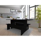 Manhattan Comfort - Ensemble de salle à manger moderne Nomad 172,5 cm - Noir - Ensemble de 3-Comprend 1 table et 2 bancs Capacité des bancs : espace pour 2 personnes chacun