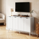 HOMCOM - Buffet moderne 47 po avec portes de rangement multiples - blanc-Convient à la salle à manger, la cuisine, le salon ou d'autres espaces restreints nécessitant un peu plus de rangement 