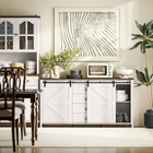 HOMCOM - Buffet de style ferme 60 po avec portes coulissantes de grange et tiroirs - blanc crème-Le design anti-basculement garantit la sécurité lors de l’utilisation quotidienne