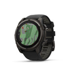 Garmin - fēnix 8 – 51 mm, saphir solaire, titane DLC gris carbone avec bracelet en silicone noir/gris galet-Naviguez en extérieur avec une précision de positionnement supérieure, grâce au GPS multibande doté de la technologie SatIQ™ et aux capteurs intégrés pour boussole à 3 axes, gyroscope et altimètre barométrique