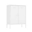 Manhattan Comfort - Ensemble de 2 armoires modernes d’appoint et de rangement Naomi - Blanc-Conçu avec de l’acier de haute qualité pour garantir une utilisation durable