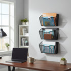 ShoppingAll - Porte-dossiers Mural, Ensemble De 3, Compartiment Unique Suspendu Pour Documents et Courrier-métal en maille avec revêtement en poudre, résistant à la rouille pour un usage quotidien