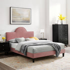 Modway - Soleil Performance Velvet Lit simple, Rose poussiéreuse-Assemblée requise