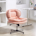 HOMCOM - Chaise de bureau sans accoudoirs à croisillons - rose-Leathaire respirant, imperméable et facile à nettoyer au quotidien