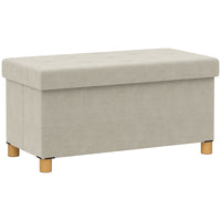 HOMCOM - Pouf repose-pieds pliable rembourré en velours - blanc crème-Surface en velours chic avec capitonnage élégant ajoutant une touche de style à toute pièce 