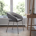 Fauteuil d'appoint contemporain pour aire de réception, cuir gris, série Fusion-9