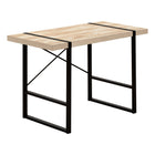 Monarch Specialties - 7658 Bureau 48 po L - Naturel/Metal Noir-Bureau d'ordinateur d'inspiration industrielle avec un dessus de bureau à panneaux épais au fini faux bois récupéré naturel