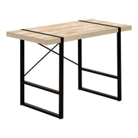 Monarch Specialties - 7658 Bureau 48 po L - Naturel/Metal Noir-Bureau d'ordinateur d'inspiration industrielle avec un dessus de bureau à panneaux épais au fini faux bois récupéré naturel