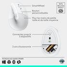 Logitech - Lift Souris Ergonomique Verticale - Blanc-Connectez-vous à votre façon : Connectez-vous via Bluetooth Low Energy ou Logi Bolt USB à Windows, macOs, iPadOs, Chrome OS ou Linux, et profitez d'une durée de pile pouvant atteindre 2 ans