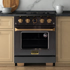 Kucht - 30 po Série KXD Cuisinière double énergie Gaz naturel - Gemstone-À la hauteur des cuisines professionnelles, cette cuisinière est équipée d’un four de cuisson à deux éléments : 3 000 W (inférieur) et 850 W (supérieur), ainsi que d’un élément de gril de 3 500 W (supérieur)