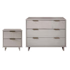 Manhattan Comfort Granville Modern Dresser and Nightstand Set - Light Grey-Modern-Contemporary with a taste of Glam Bedroom Dresser Set. Includes 1 Dresser and 1 Nightstand.