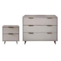 Manhattan Comfort Granville Modern Dresser and Nightstand Set - Light Grey-Modern-Contemporary with a taste of Glam Bedroom Dresser Set. Includes 1 Dresser and 1 Nightstand.