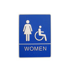 Futech - Panneau pour toilettes Femme et handicap avec braille - Bleu - Paquet de 2-6 po L x 8 po H x 1-1/4 po P